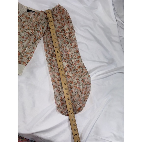 Misguided Sheer Off Shoulder Bodysuit Zipper Orange Floral fairy whimsical sexy - Picture 7 of 8